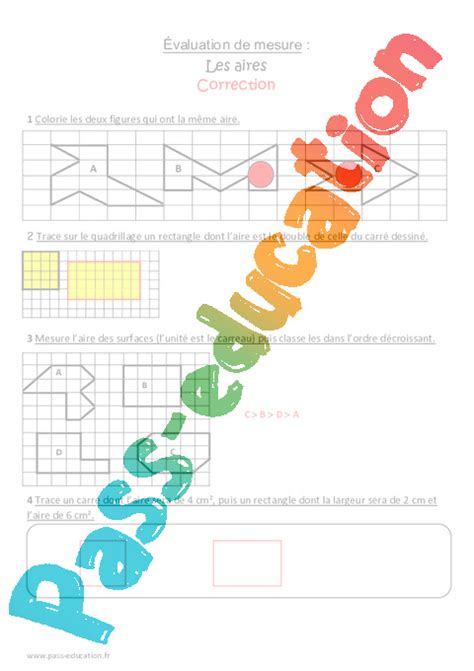 mesure de surface mots fléchés|Fiche mesurim evaluation surface .